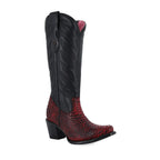 Botas Vaqueras Altas en piel de Pitón color Black Cherry