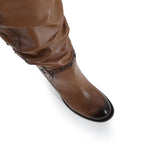 Bota Casual Alta de piel de Res color Miel