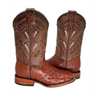 Bota Bulldog en piel de Avestruz color Bruciato Brandy