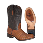 Bota Oval en piel de Caimán color Cognac