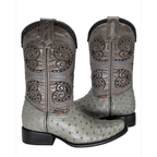 Bota Dubai en piel de Avestruz Gris