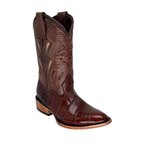 Bota Oval en piel de Alligator color Tabaco