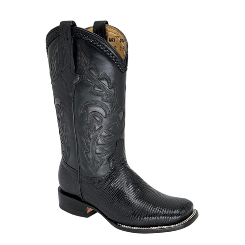 Bota Bulldog en piel de Lizard color Negro
