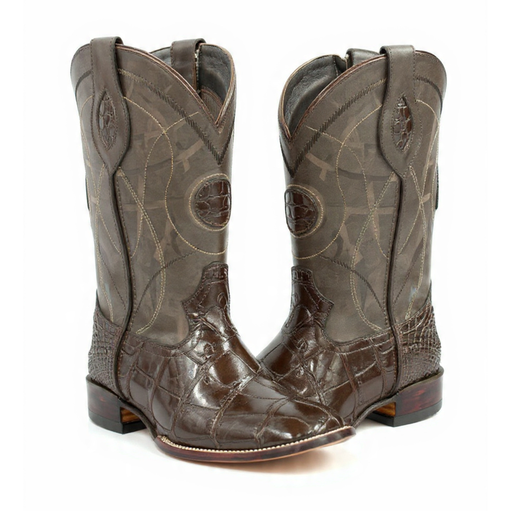 Bota Vaquera en piel de Alligator color cáfe