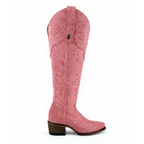 Bota alta en piel de Res color Rosa