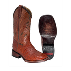 Bota Bulldog en piel de panza de Caimán color Cognac