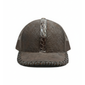 Gorra en piel de Elefante con aplicación piel de Alligator con red