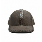 Gorra en piel de Elefante con aplicación piel de Alligator con red