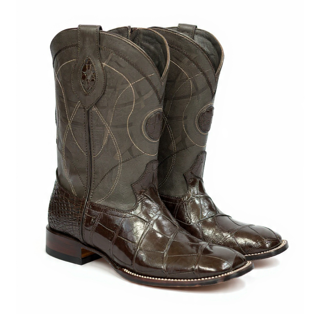 Bota Vaquera en piel de Alligator color cáfe
