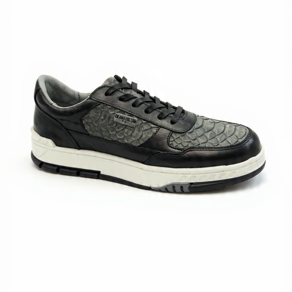 Sneakers en piel de Pitón Gris Nobuck