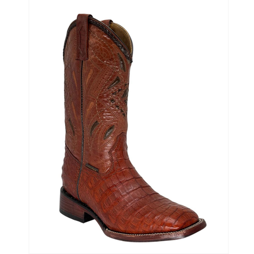 Bota Bulldog en piel de panza de Caimán color Cognac