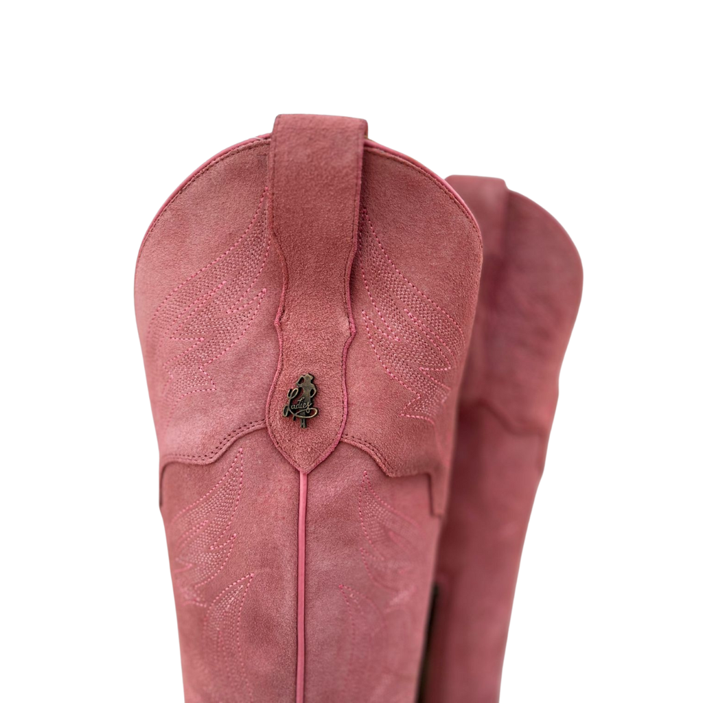 Bota alta en piel de Res color Rosa