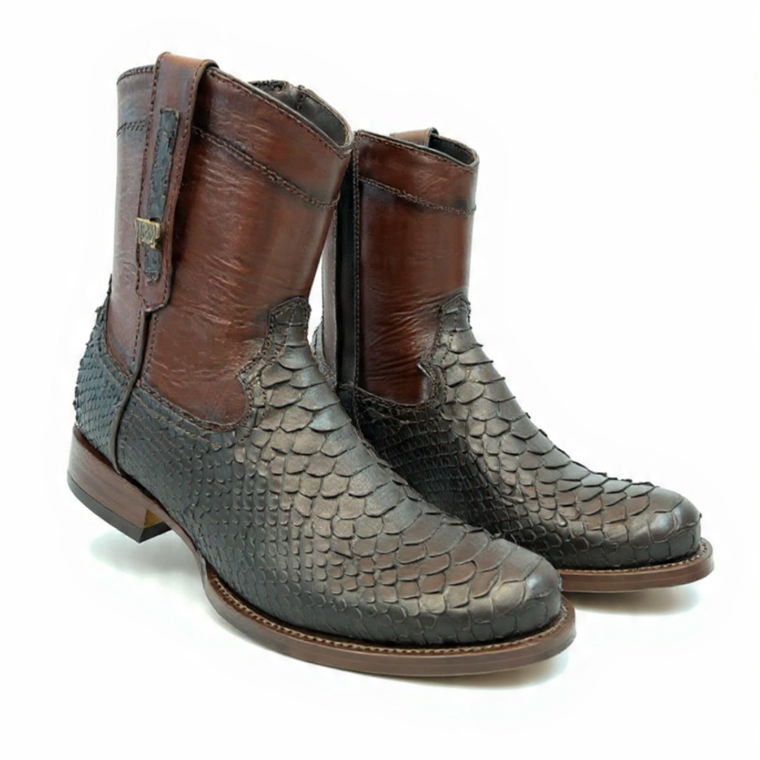 Botín Moy Python Nobuck Tabaco