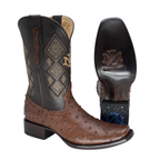 Bota Dubai en piel de Avestruz color Tabaco con Cinto