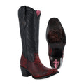 Botas Vaqueras Altas en piel de Pitón color Black Cherry