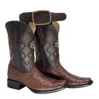 Bota Dubai en piel de Avestruz color Tabaco con Cinto