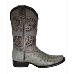 Bota Dubai en piel de Avestruz Gris