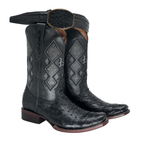 Bota  Dubai en piel de Avestruz color Negro con Cinto