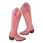 Bota alta en piel de Res color Rosa
