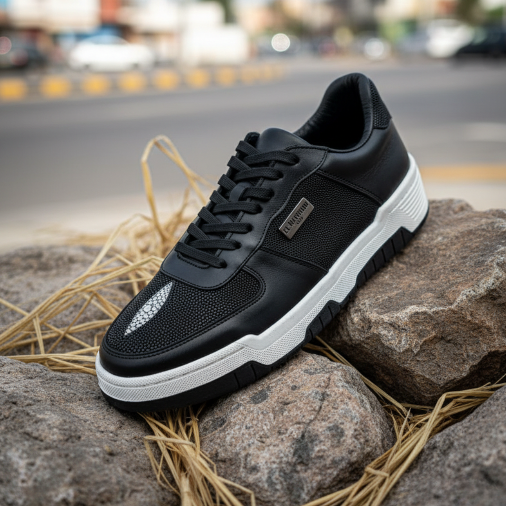 Sneakers en piel de Mantarraya con Diamante
