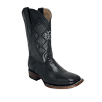 Bota Bulldog en piel Lizard color Negro