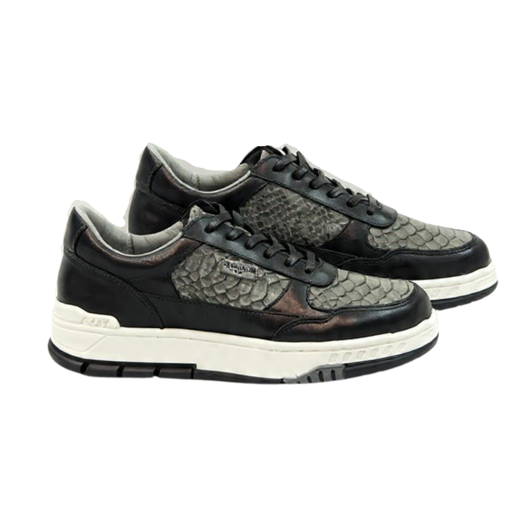 Sneakers en piel de Pitón Gris Nobuck