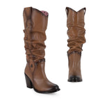 Bota Casual Alta de piel de Res color Miel