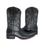 Bota  Dubai en piel de Avestruz color Negro con Cinto