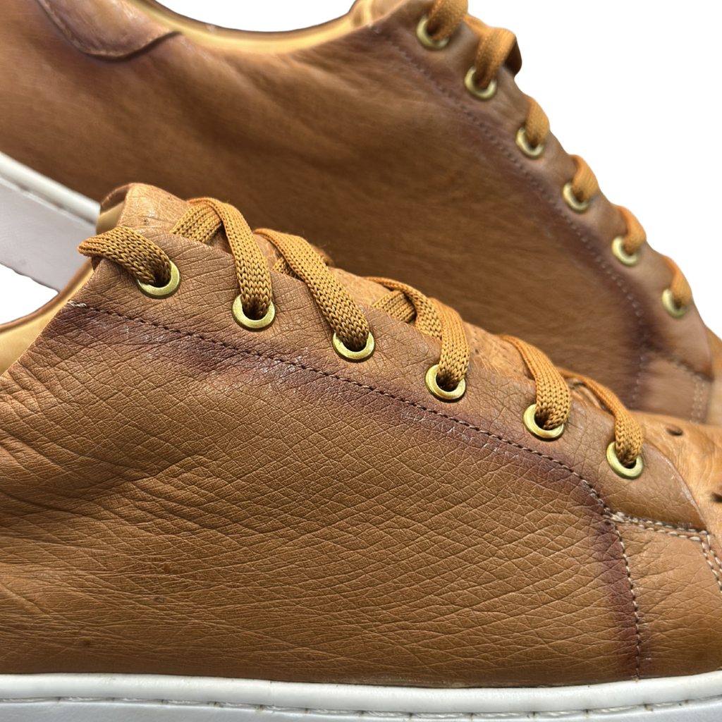 Sneakers Casuales en Piel de Avestruz color Cognac
