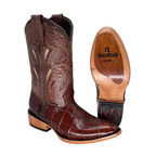 Bota Oval en piel de Alligator color Tabaco