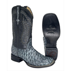 Bota Bulldog en piel de Avestruz color Talco Blue
