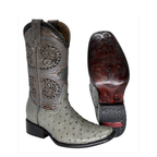 Bota Dubai en piel de Avestruz Gris