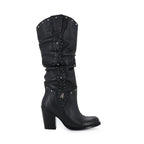 Bota Casual Alta de piel de Res color Negro