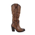 Bota Casual Alta de piel de Res color Miel