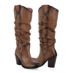 Bota Casual Alta de piel de Res color Miel