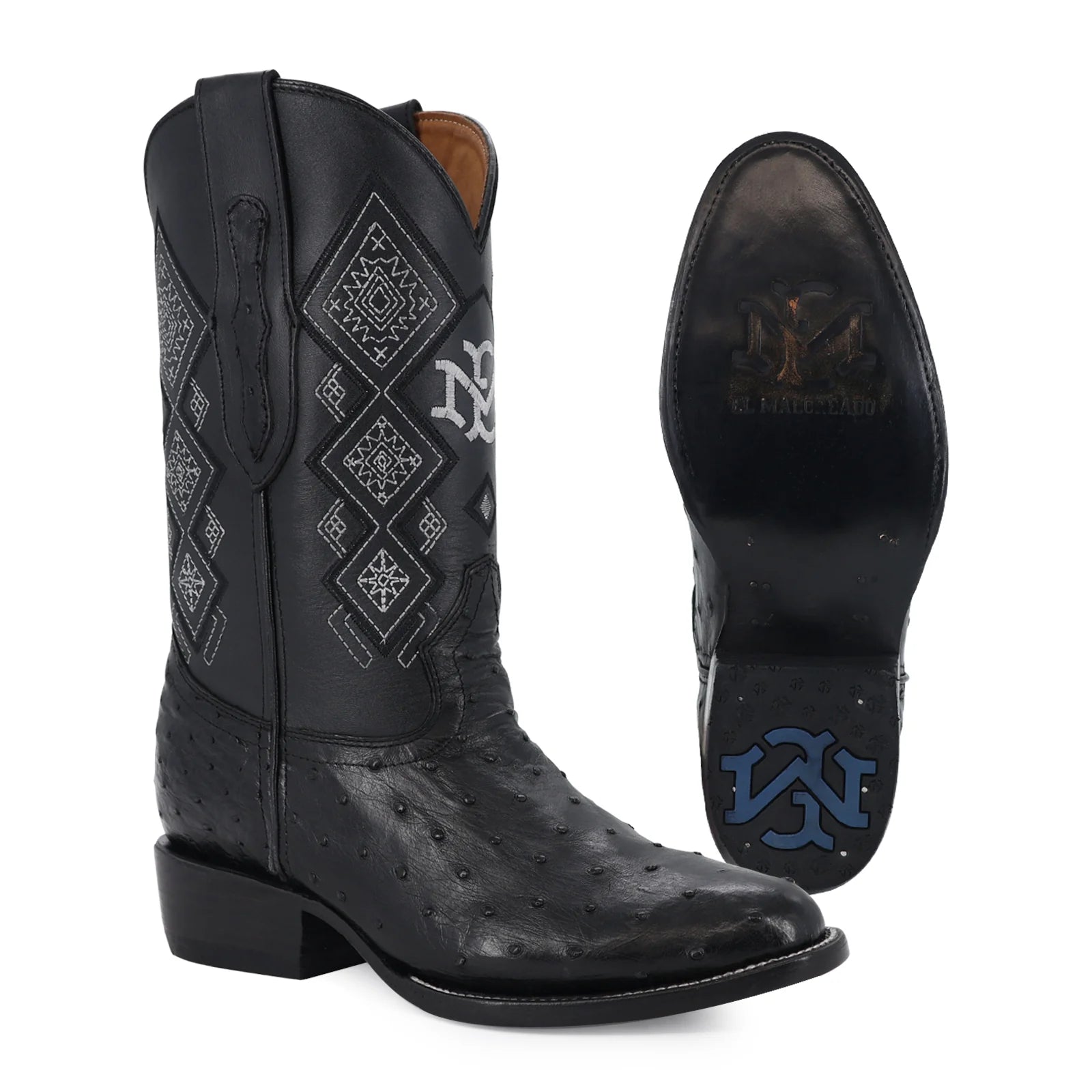 Bota Avestruz Oval Negro
