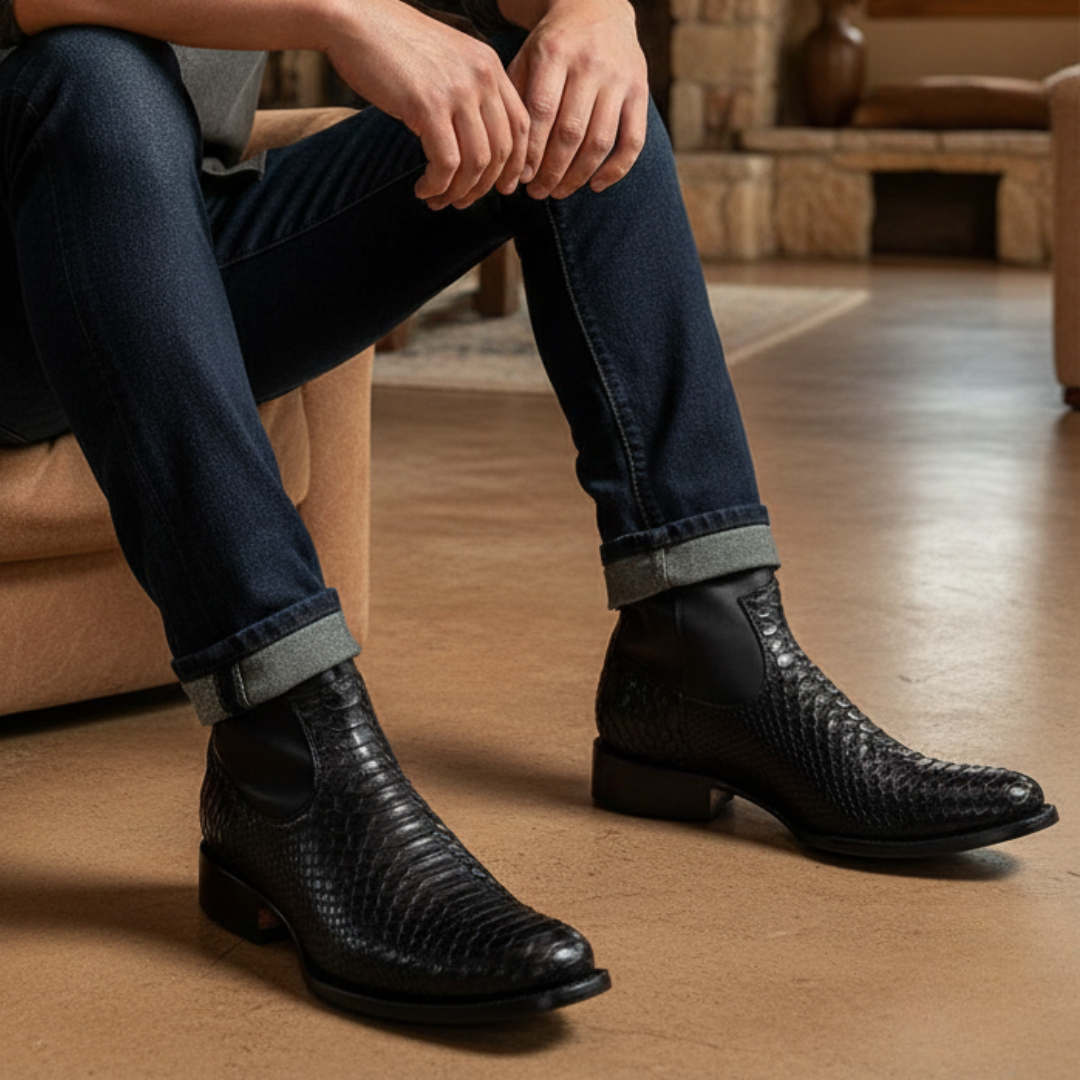 Botín Catrín Python Black