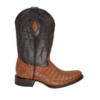 Bota Oval en piel de Caimán color Cognac