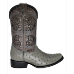 Bota Dubai en piel de Avestruz Gris