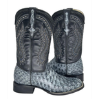 Bota Bulldog en piel de Avestruz color Talco Blue