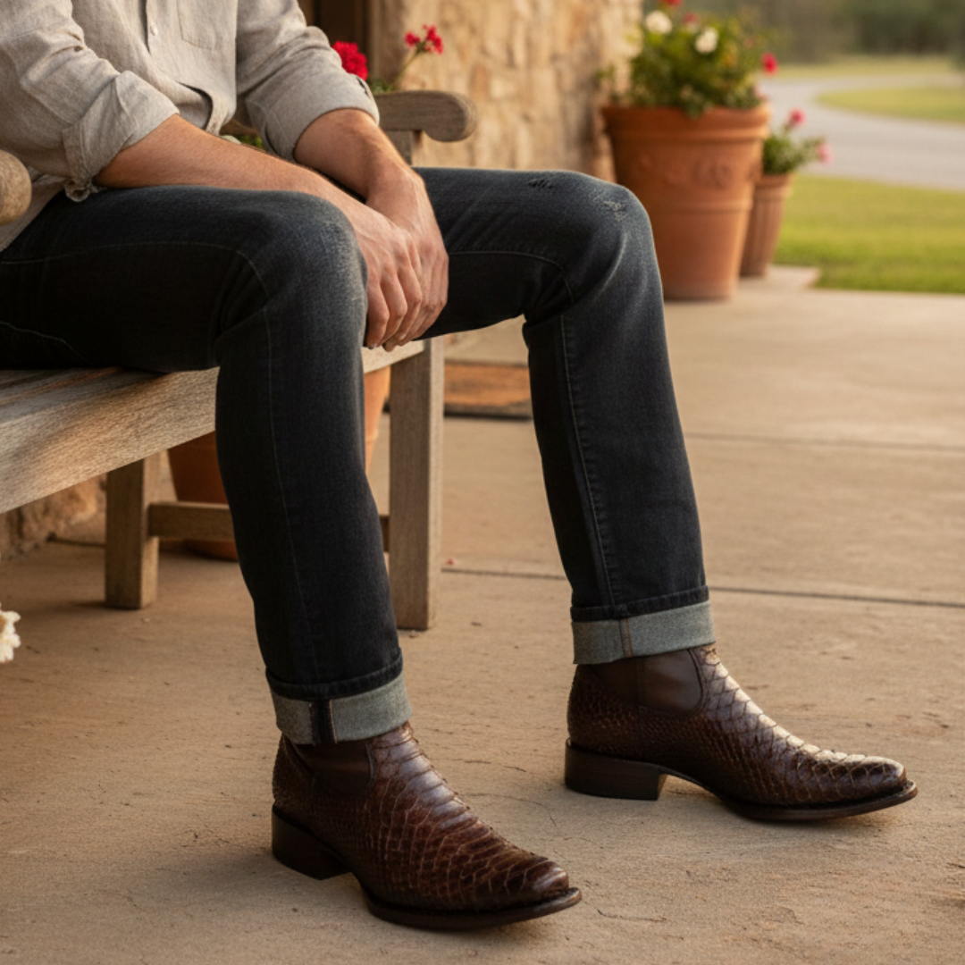 Botín Catrín Python Tabaco