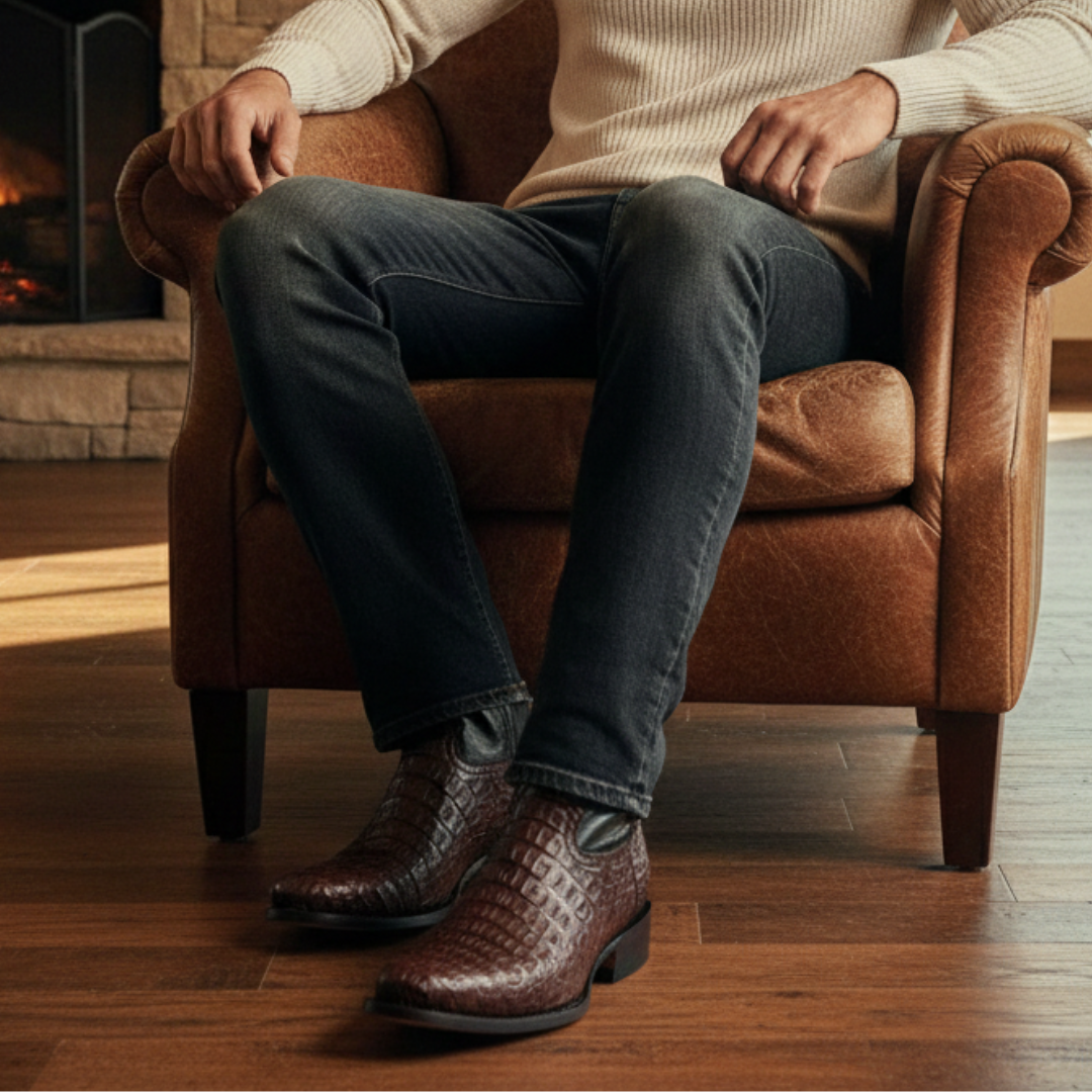 Botín Moy Cocodrilo Lomo Tabaco