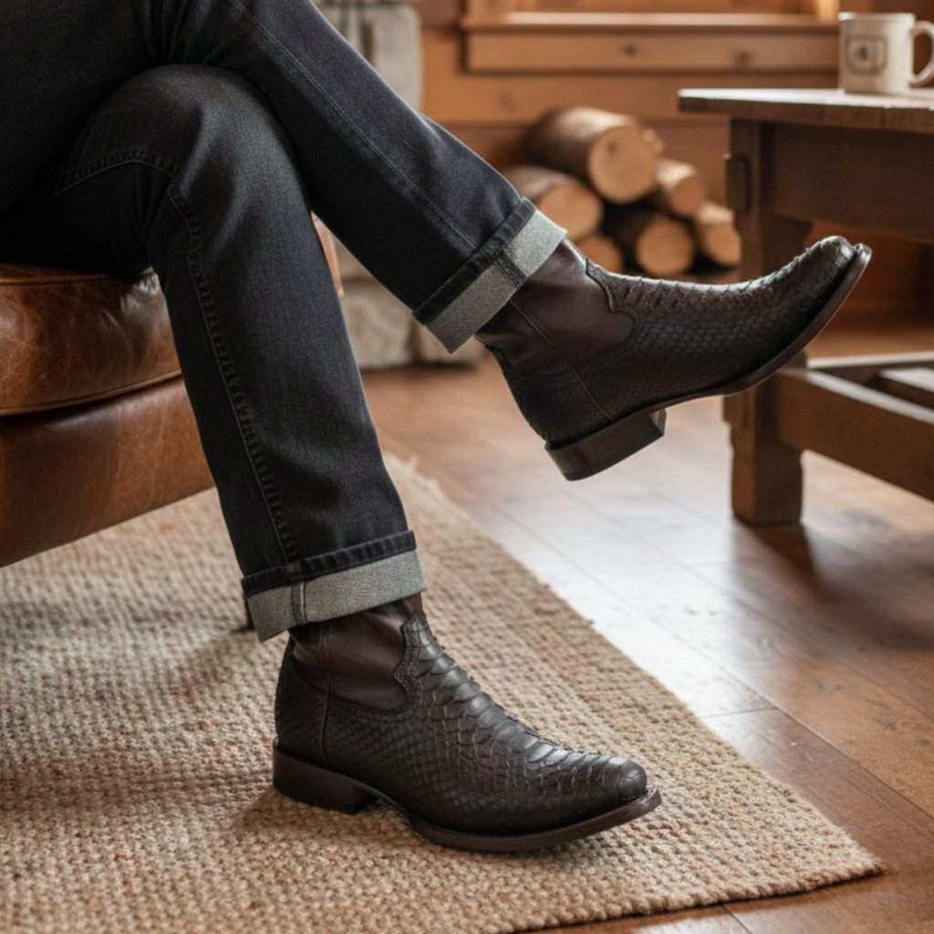 Botín Moy Python Nobuck Tabaco