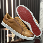 Sneakers Casuales en Piel de Avestruz color Cognac