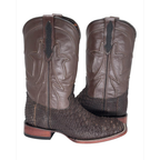 Bota Bulldog en piel de Pitón Nobuck color Tabaco