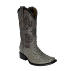 Bota Dubai en piel de Avestruz Gris