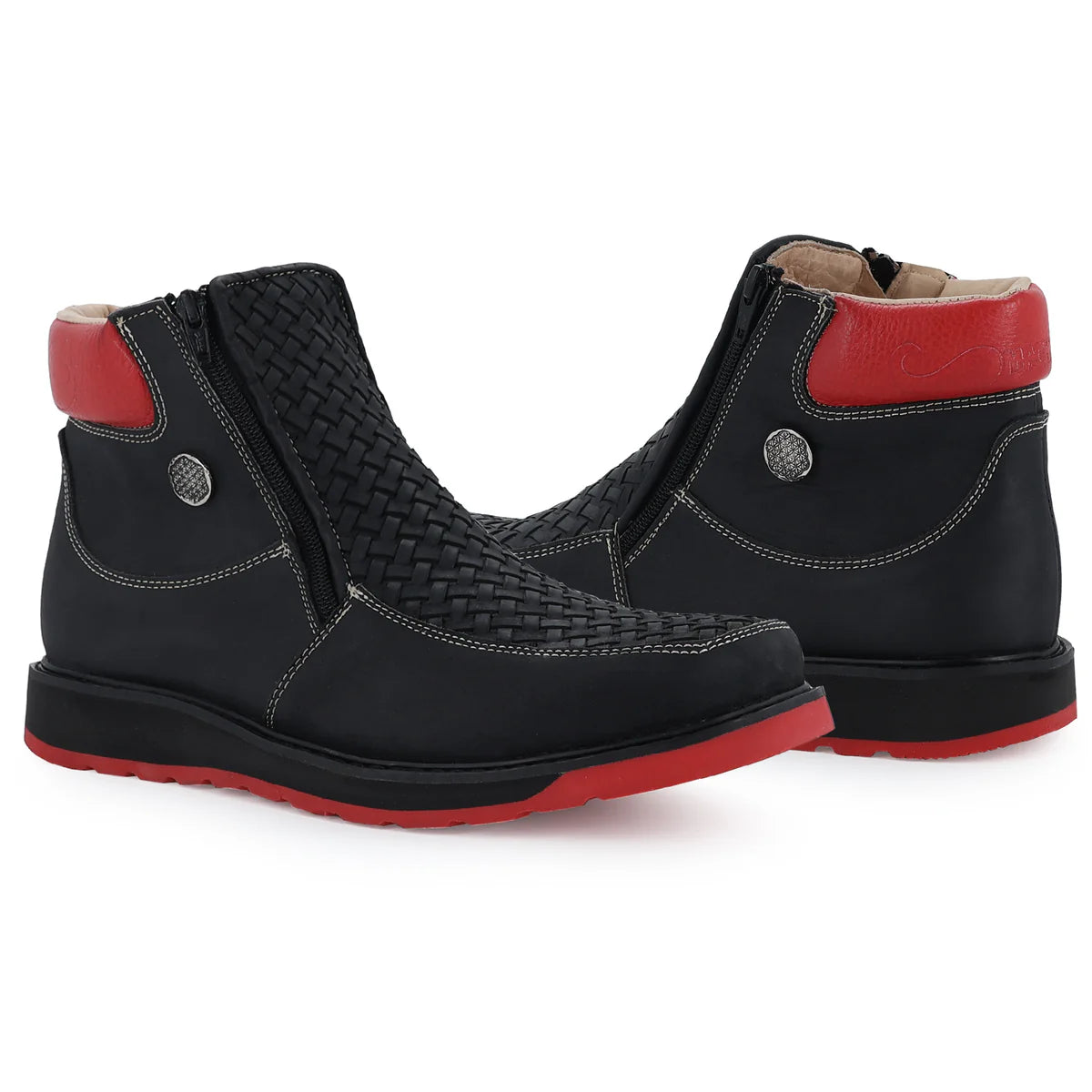 Botin Macho Petatillo Negro Suela Roja