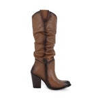 Bota Casual Alta de piel de Res color Miel