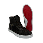 Sneakers Casuales en piel de Pitón Nobuck color Tabaco