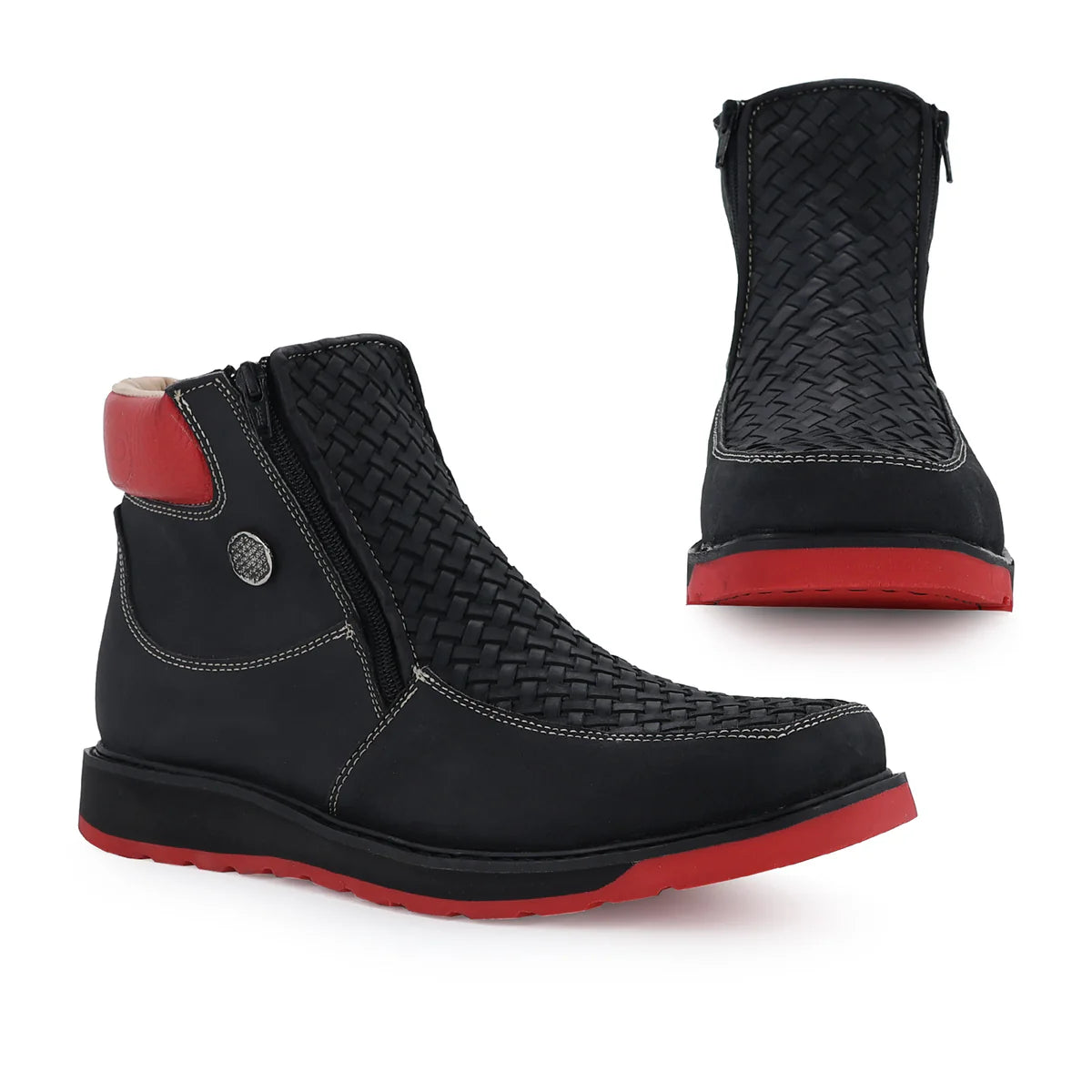 Botin Macho Petatillo Negro Suela Roja